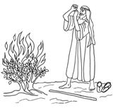 Mosè e il roveto ardente da colorare