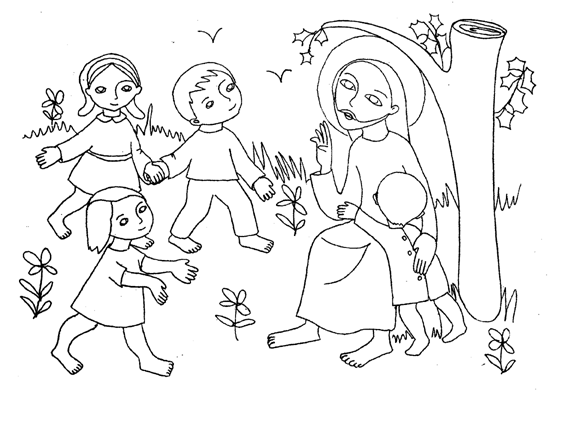 Gesù e i bambini disegno da colorare