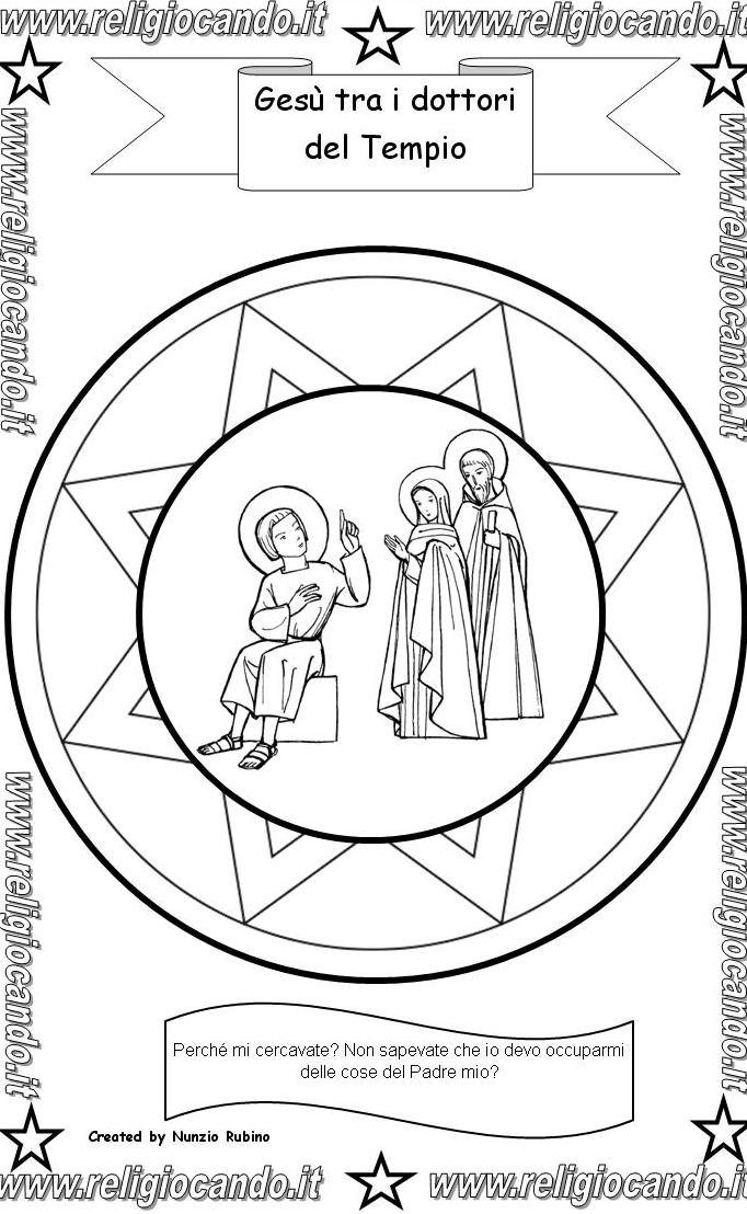 ritrovamento di gesù al tempio mandala da colorare
