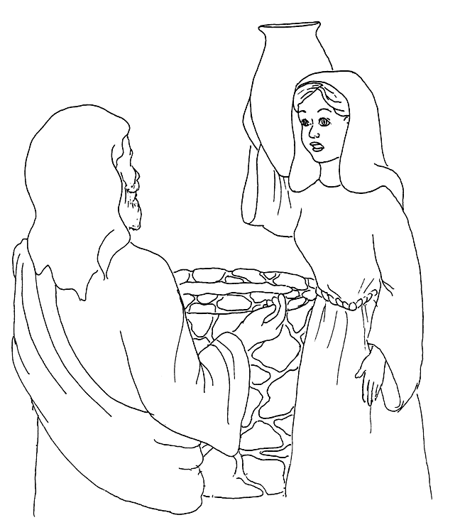 Gesù e la donna samaritana  disegno da colorare
