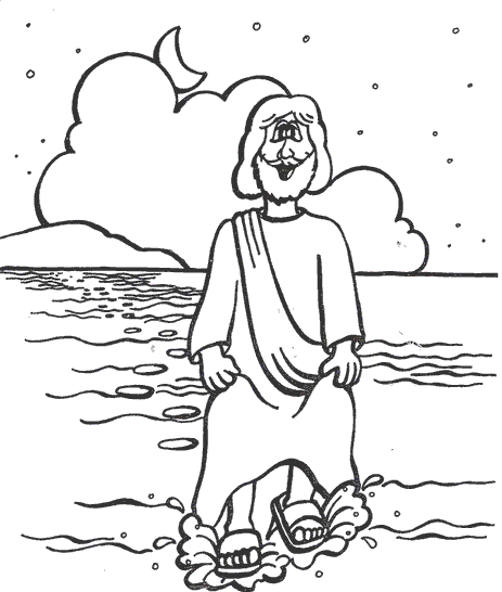 Gesù cammina sulle acque da colorare