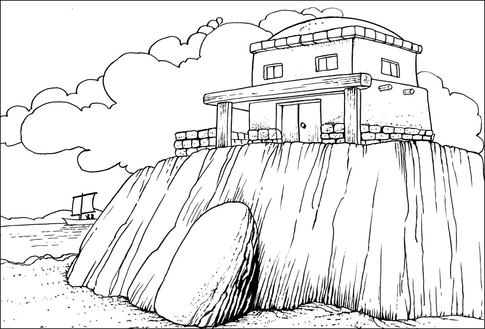 La casa nella roccia da colorare