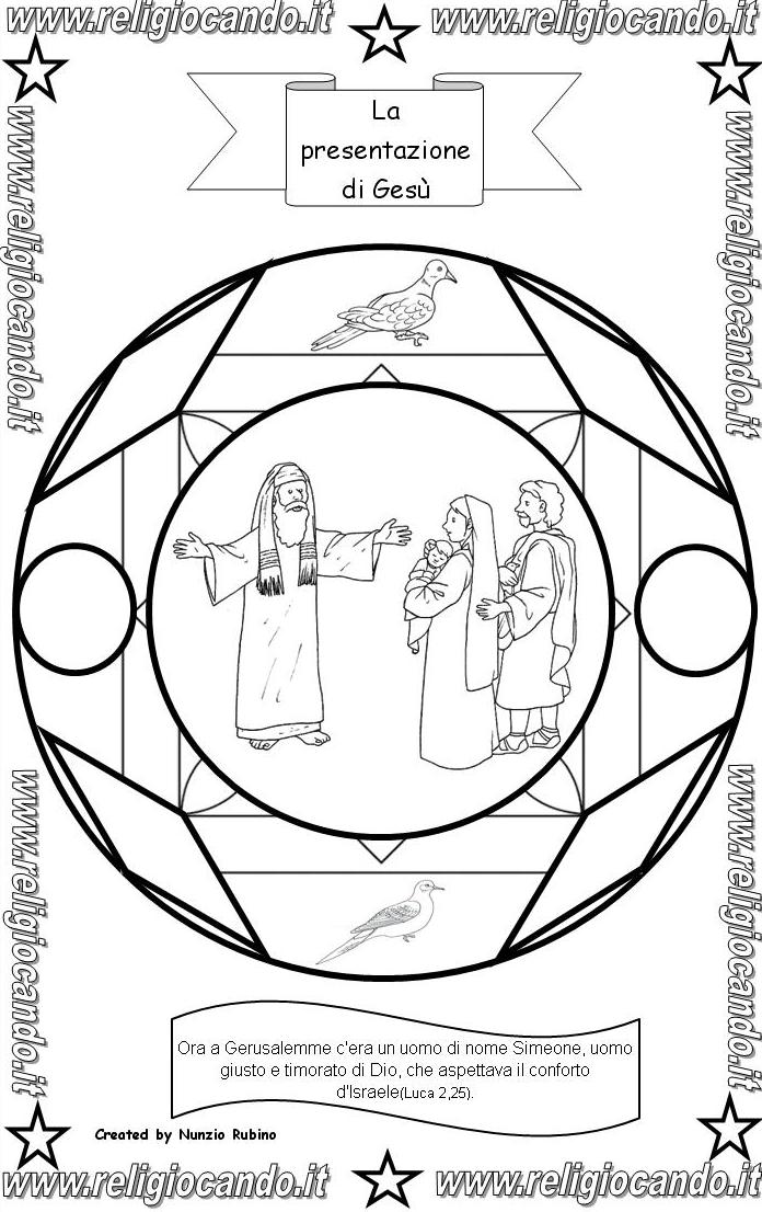 presentazione di Gesù mandala da colorare