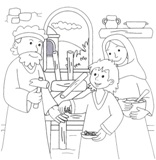 la sacra famiglia di Gesù da colorare