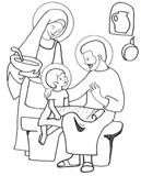 la sacra famiglia di Gesù da colorare